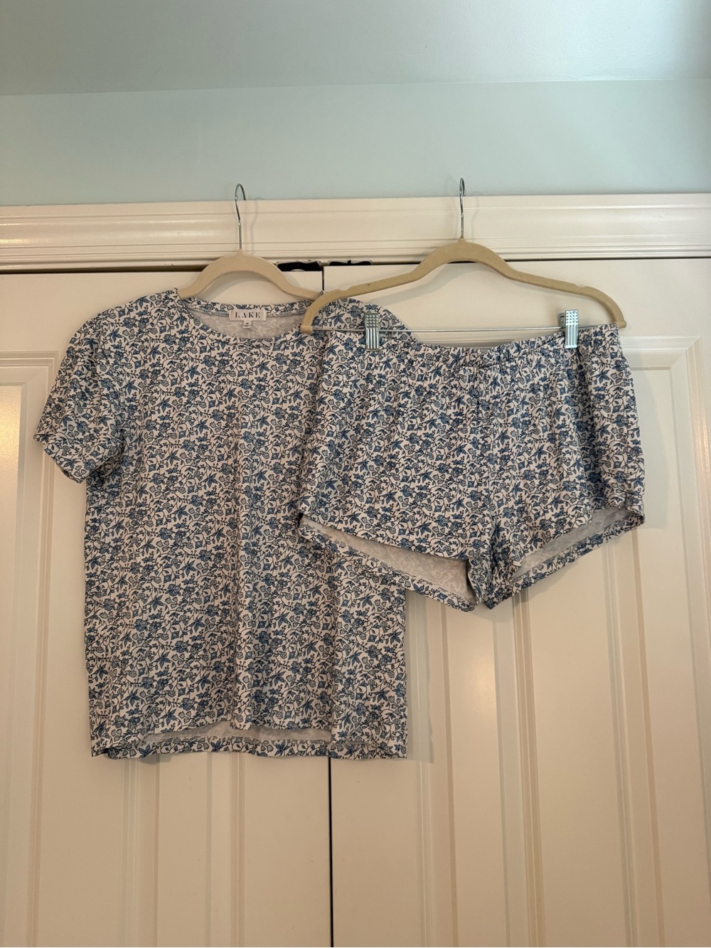 LAKE Blue Floral Short Pajama Set - Women's Cotton Tee & Shorts